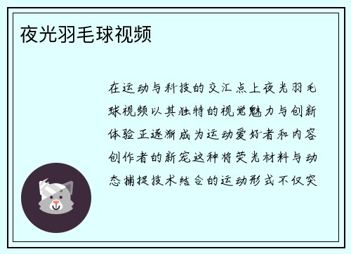 夜光羽毛球视频